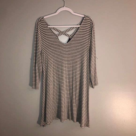 Olivia Sky Striped Gray and White Tunic Top - Picture 7 of 16